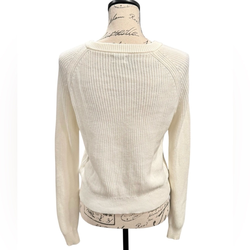 J. Crew Sweater Button Raglan Crewneck Ivory Women’s Small - Picture 6 of 9